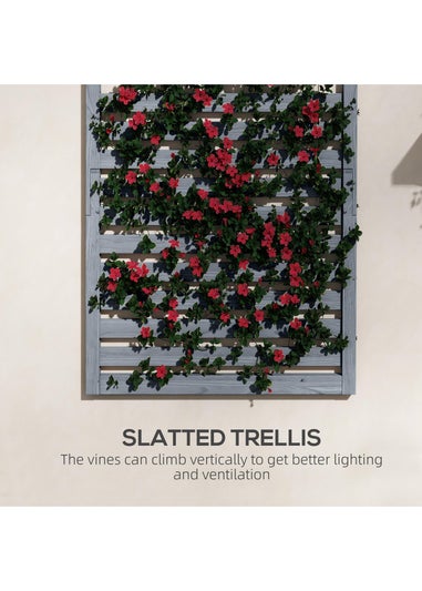 Outsunny Wall Mounted Plant Stands with Shelves & Slatted Trellis Set of 2