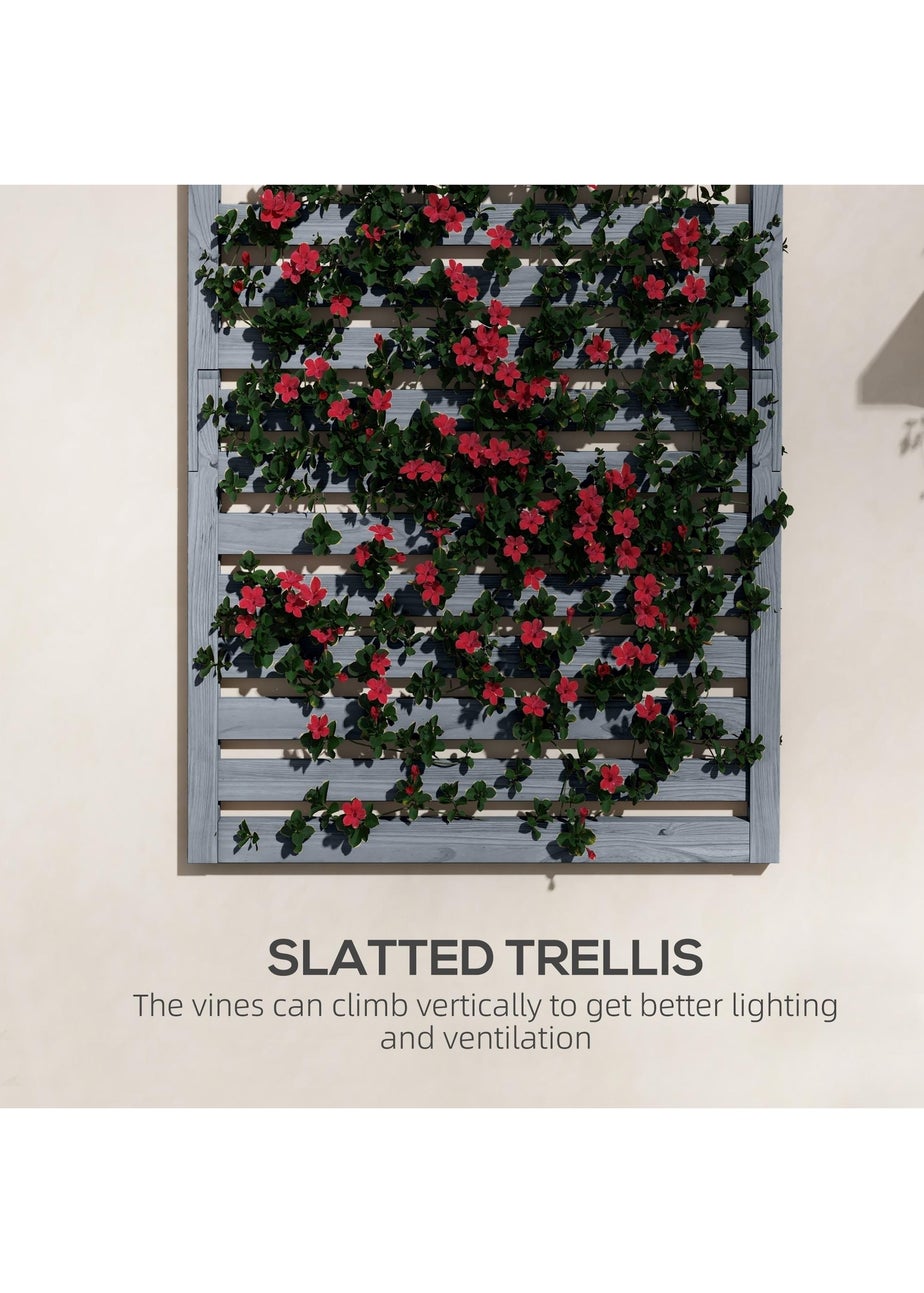 Outsunny Wall Mounted Plant Stands with Shelves & Slatted Trellis Set of 2