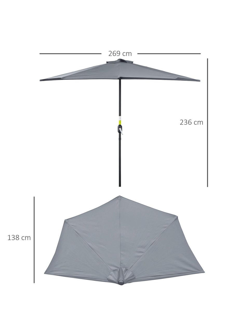 Outsunny Metal Frame Garden Furniture Parasol Half Round Umbrella