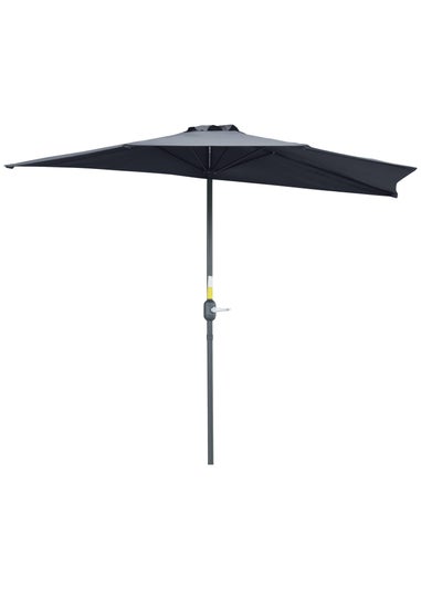 Outsunny Metal Frame Garden Furniture Parasol Half Round Umbrella