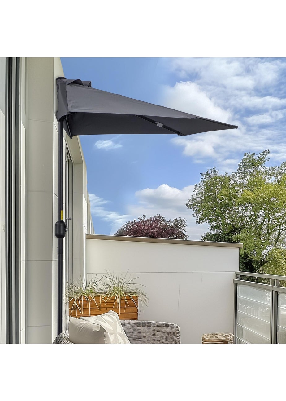 Outsunny Metal Frame Garden Furniture Parasol Half Round Umbrella