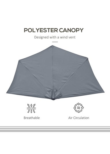 Outsunny Metal Frame Garden Furniture Parasol Half Round Umbrella