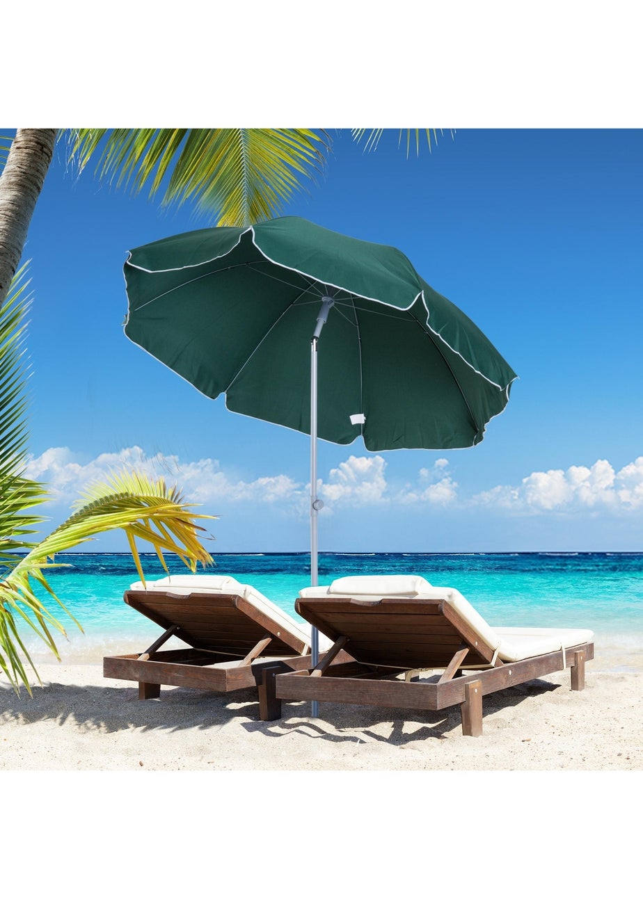 Outsunny Tilt Garden Parasol Beach Umbrella Patio Sun Shade