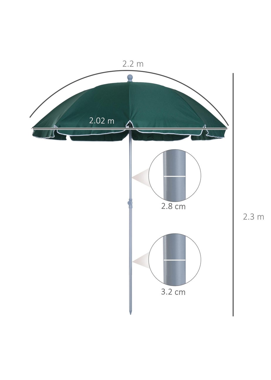 Outsunny Tilt Garden Parasol Beach Umbrella Patio Sun Shade