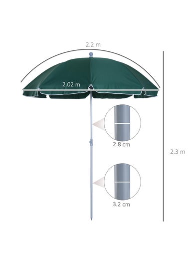 Outsunny Tilt Garden Parasol Beach Umbrella Patio Sun Shade