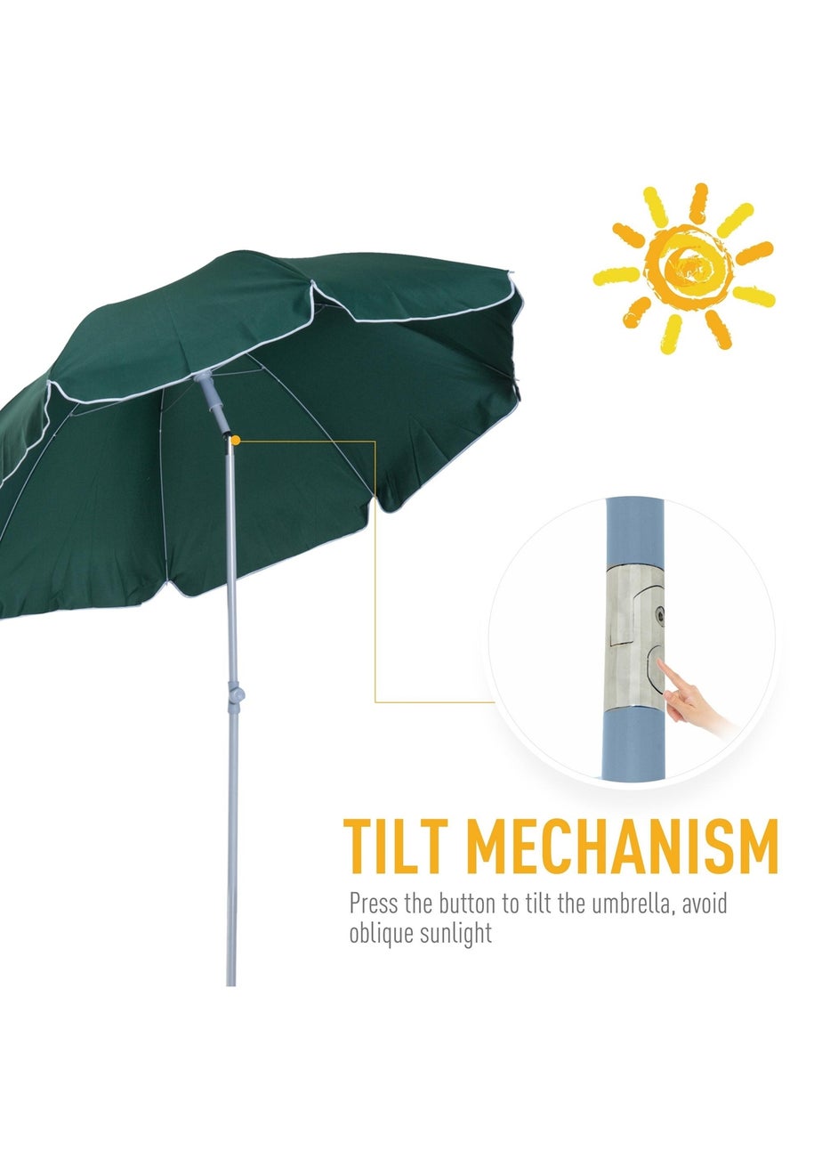 Outsunny Tilt Garden Parasol Beach Umbrella Patio Sun Shade