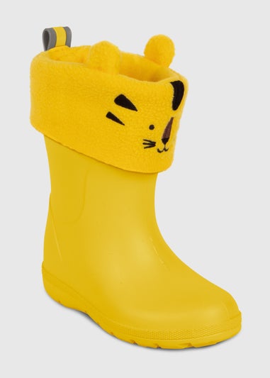 Totes Cirrus Yellow Childrens Novelty Welly Liner