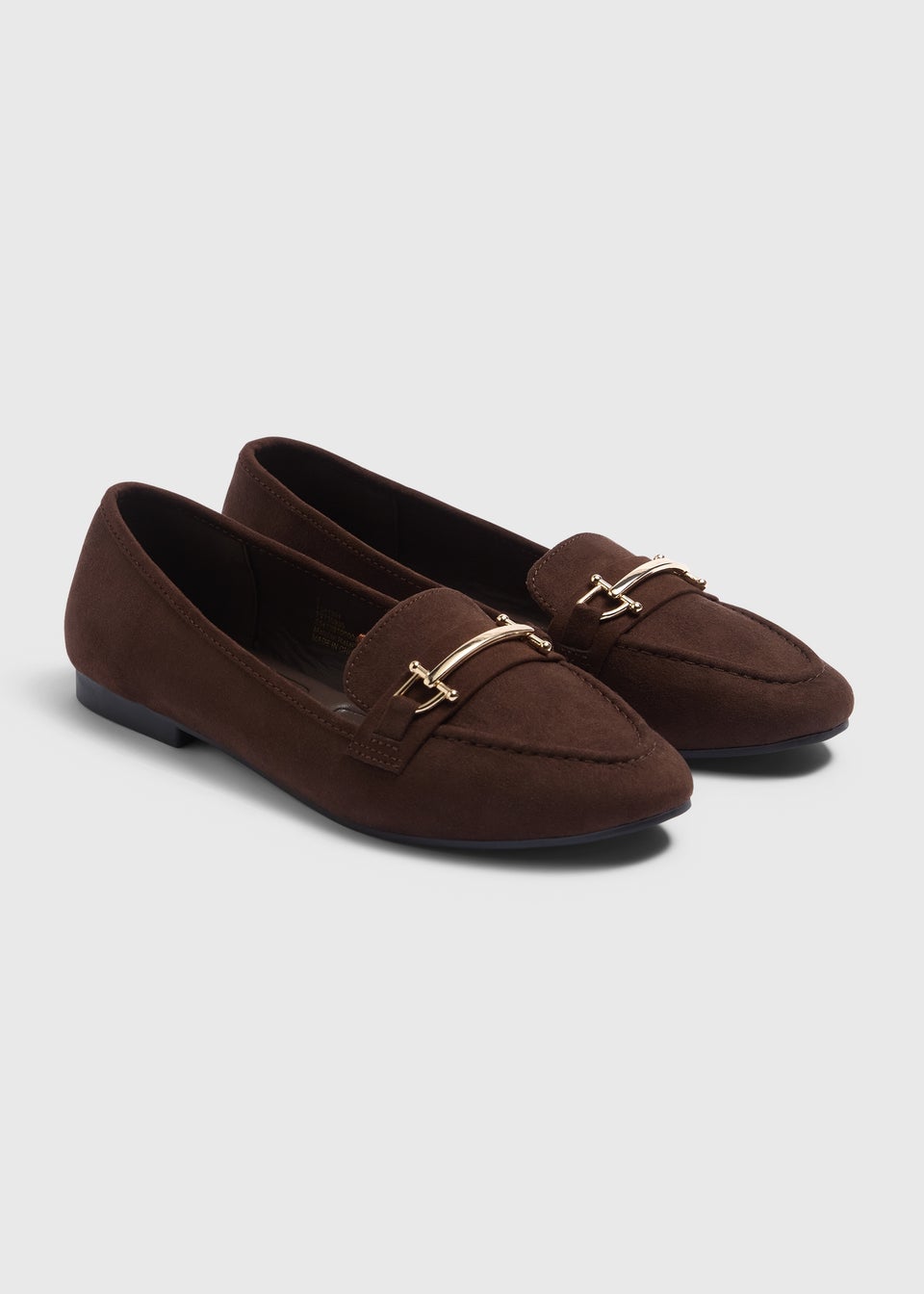 Brown Gold Metal Bar Loafers