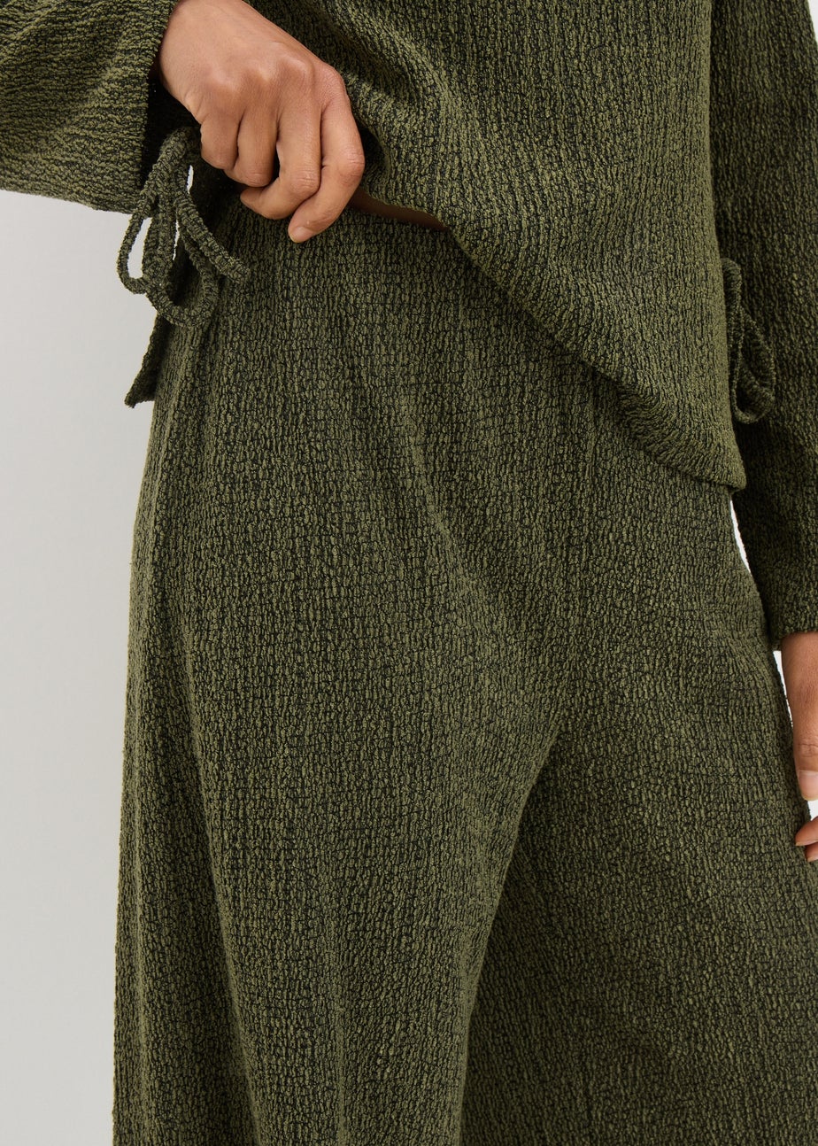 Khaki Hypertexture Wide Leg Trousers
