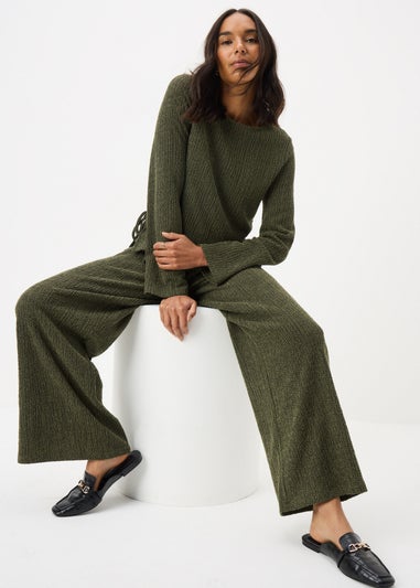 Khaki Hypertexture Wide Leg Trousers