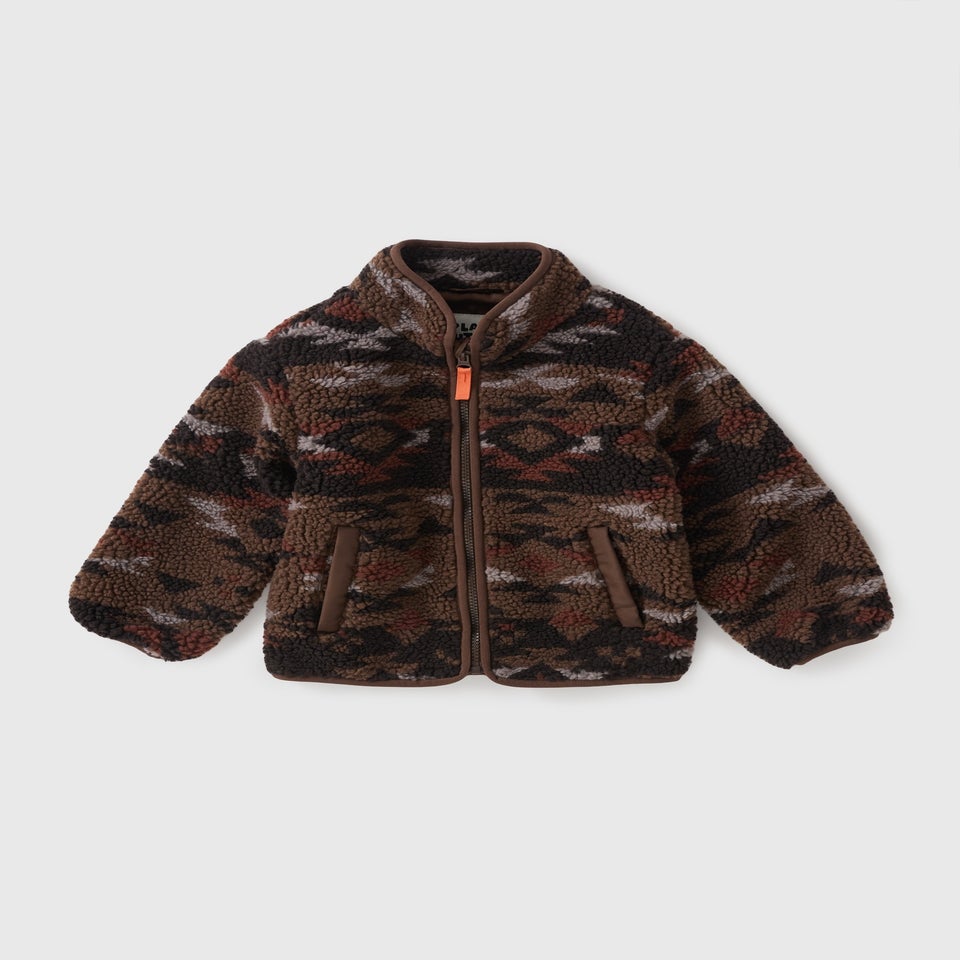 Boys Brown Aztec Borg Fleece (1-7yrs)
