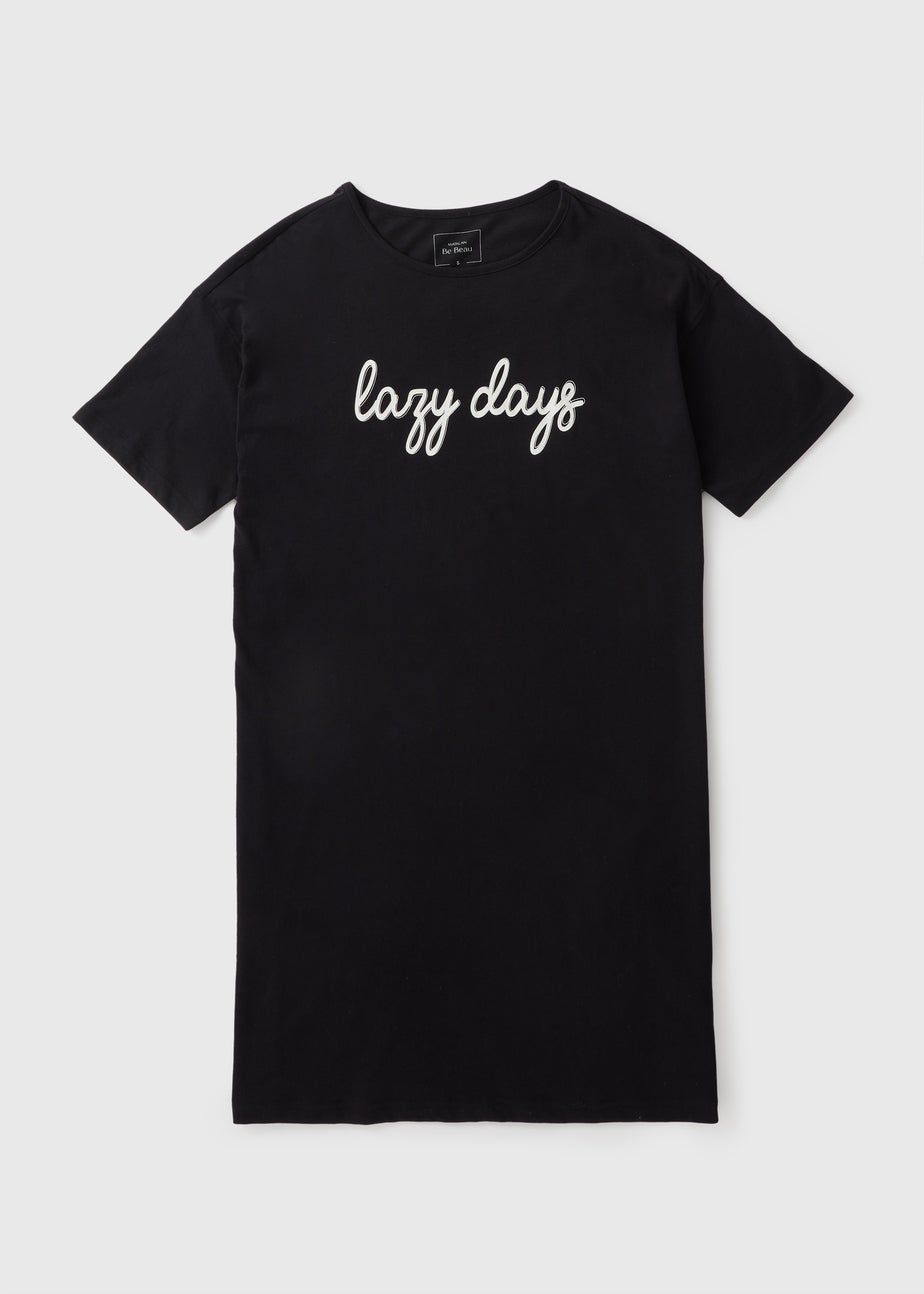 Black Lazy Days T-Shirt Nightie