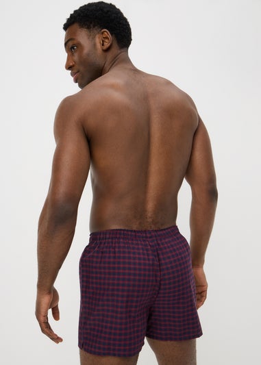 3 Pack Burgundy Geo Check Woven Boxers
