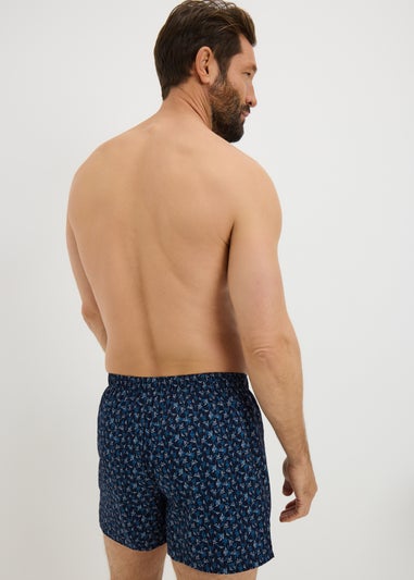 5 Pack Blue Woven Leaf Check Boxers
