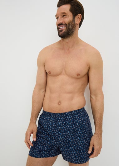 5 Pack Blue Woven Leaf Check Boxers