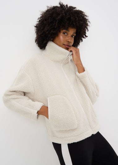 Beige Borg Tapered Jacket