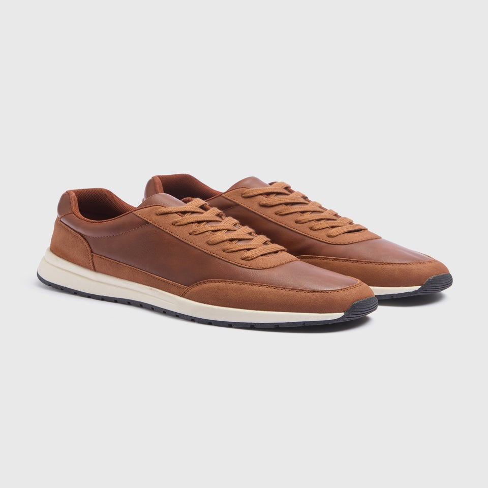 Tan PU Casual Trainers