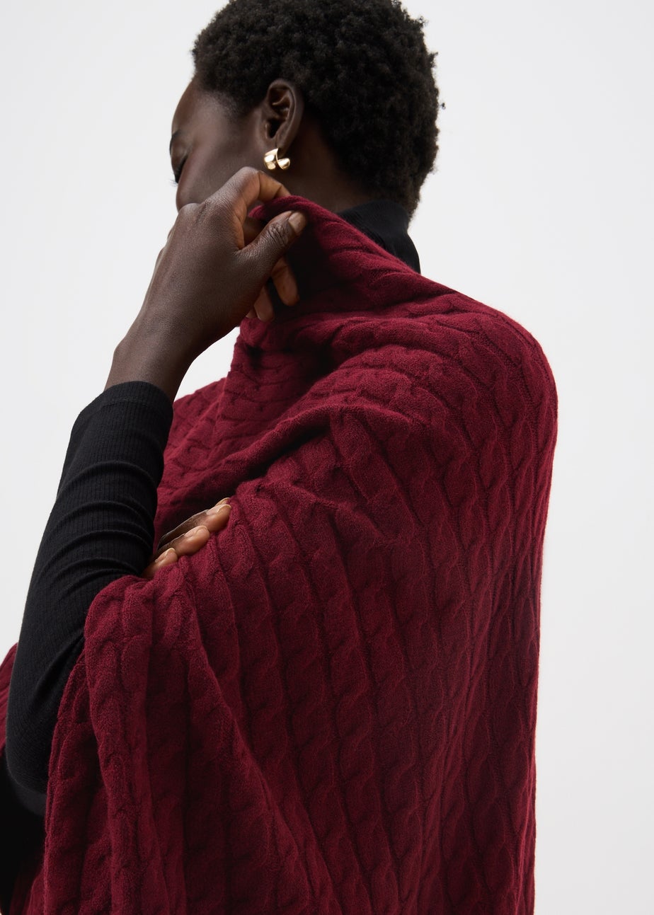 Burgundy Baby Cable Shawl