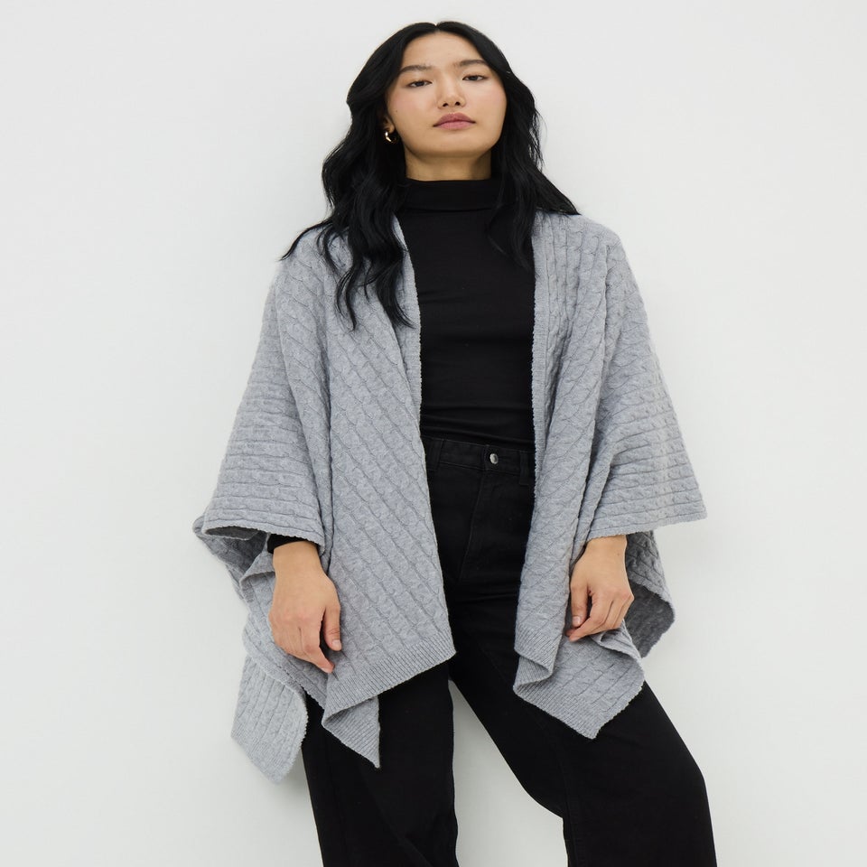 Grey Baby Cable Shawl