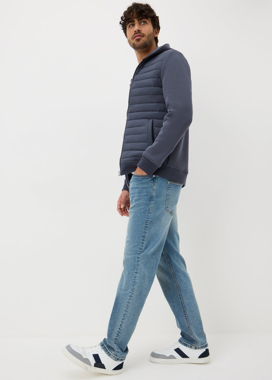 Navy Hybrid Zip Through Jacket