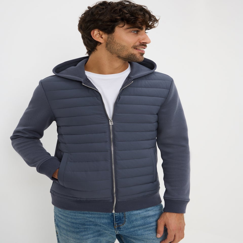 Navy Hybrid Zip Through Jacket