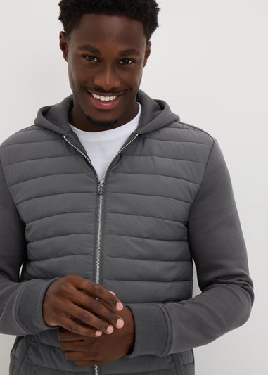 Grey Hybrid Zip Through Jacket