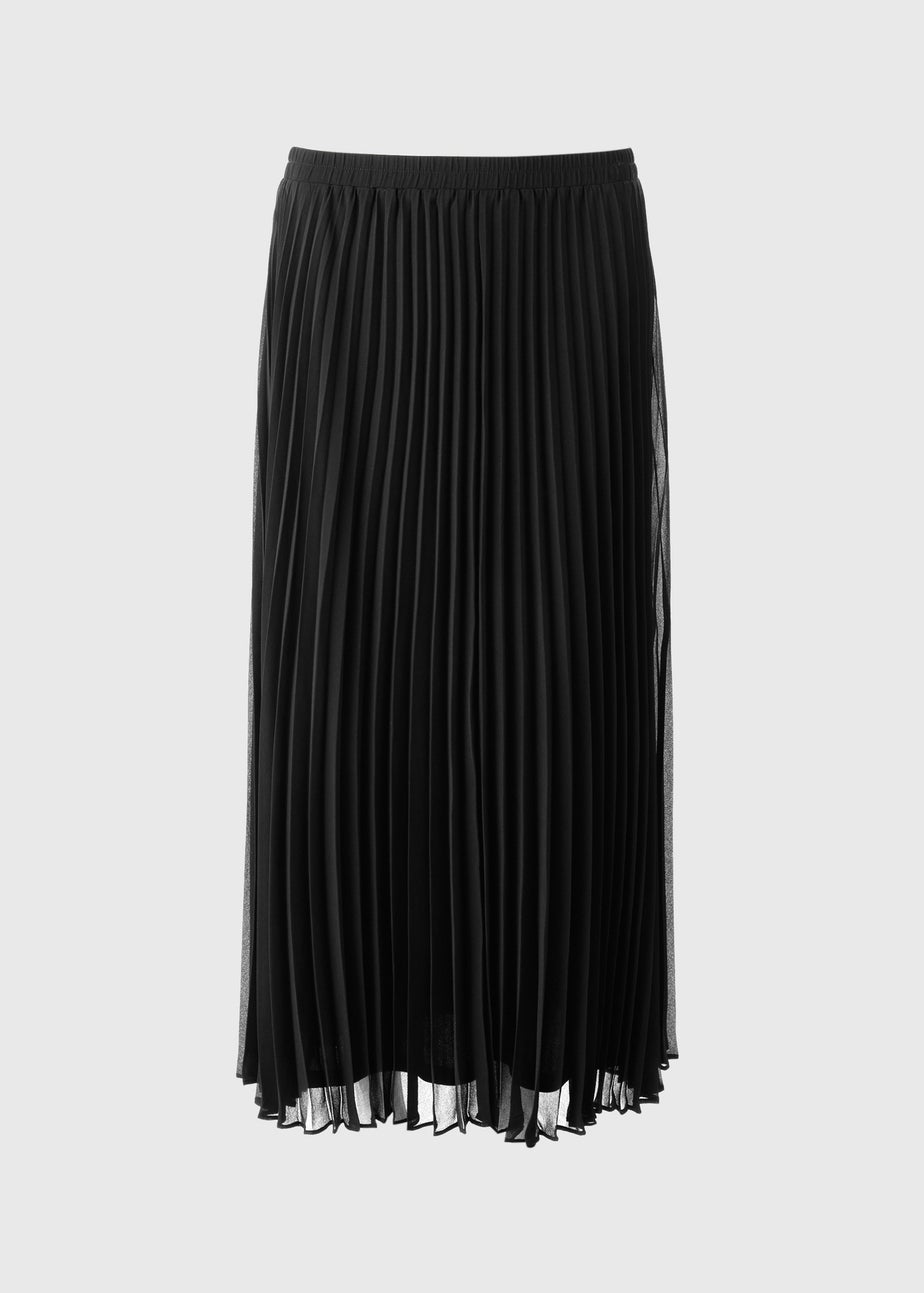 Black Pleated Midi Skirt