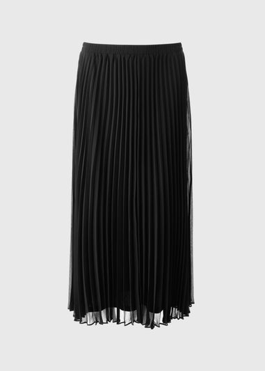 Black Pleated Midi Skirt