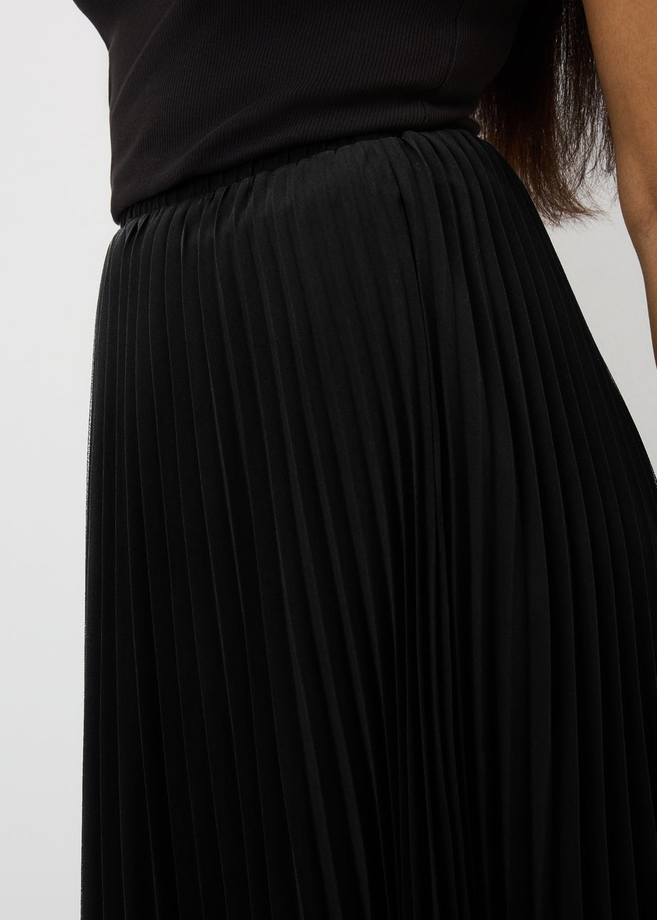 Black Pleated Midi Skirt
