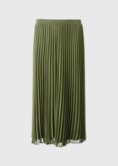 Green Pleated Midi Skirt