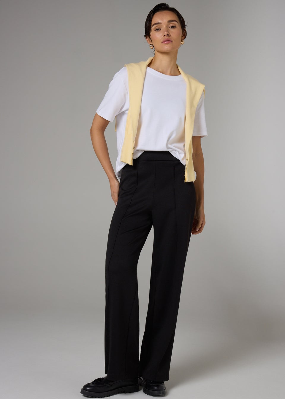 Et Vous Black Pull On Wide Leg Trousers