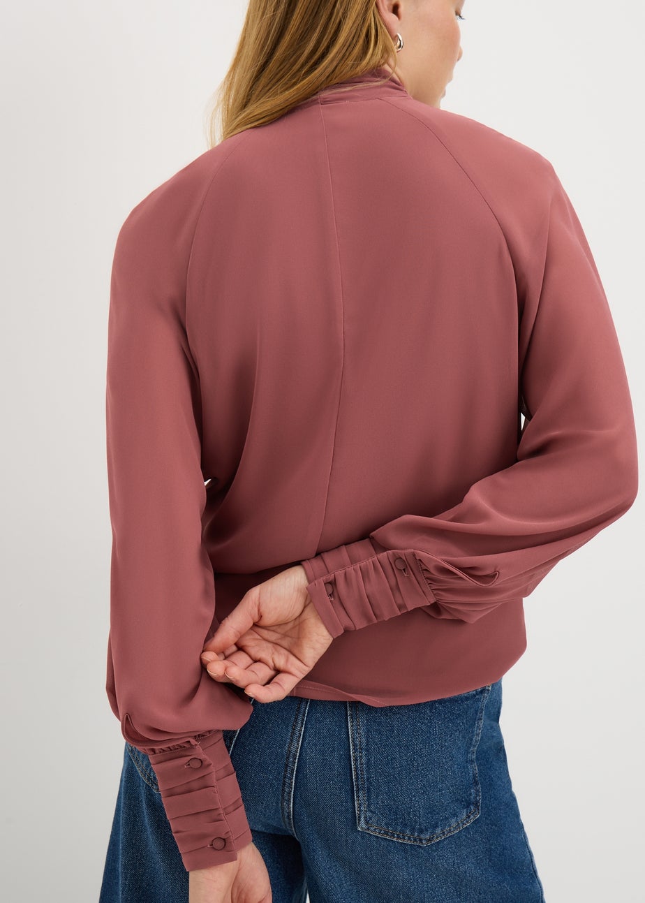 Pink Tie Neck Boho Blouse