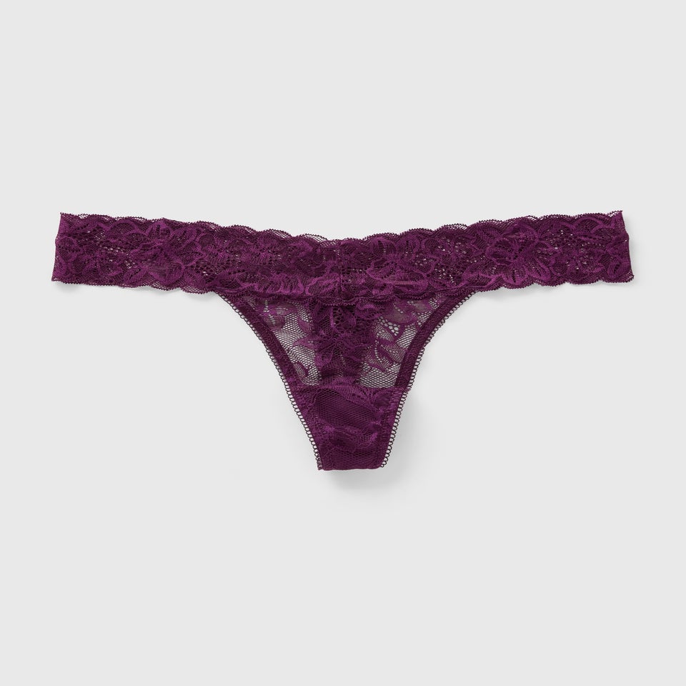 Plum Lace Thong Knickers