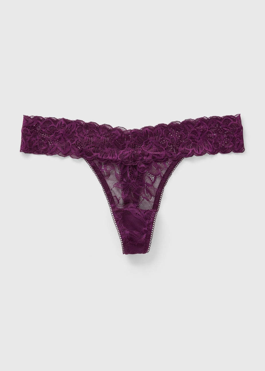 Plum Lace Thong Knickers