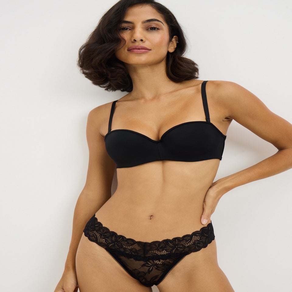 Black Lace Thong Knickers