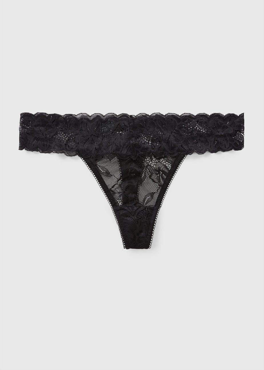 Black Lace Thong Knickers