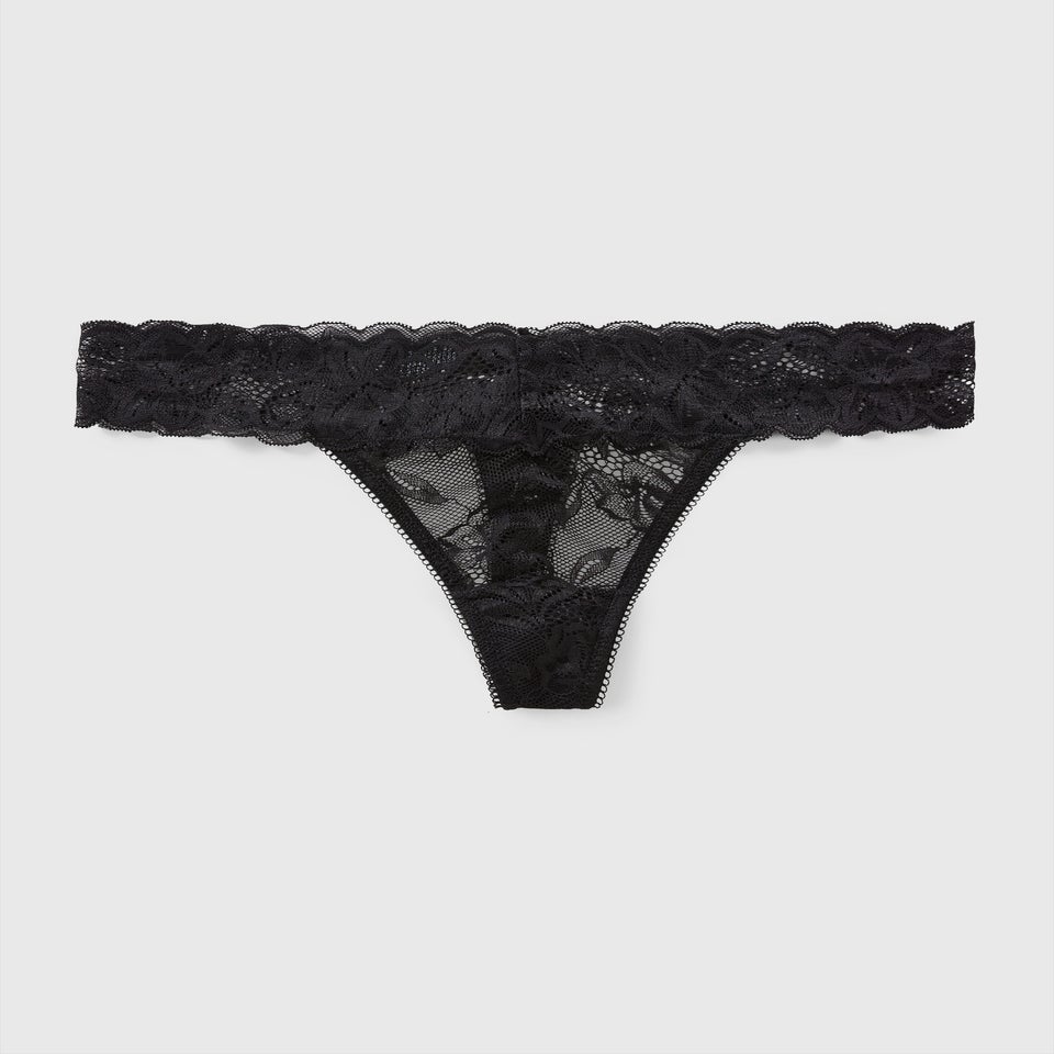 Black Lace Thong Knickers
