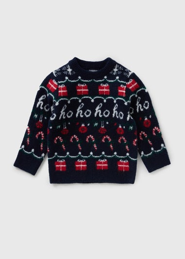 Boys Navy Fairisle Christmas Matching Family Jumper (1-13yrs)