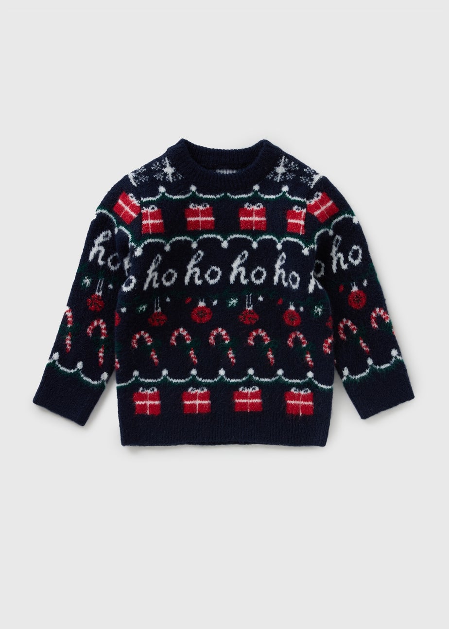 Boys Navy Fairisle Christmas Matching Family Jumper (1-13yrs)