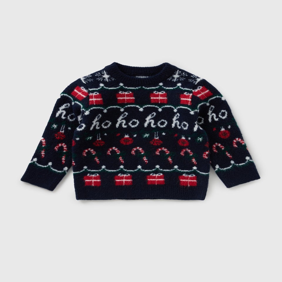 Boys Navy Fairisle Christmas Matching Family Jumper (1-13yrs)
