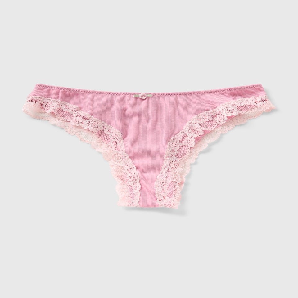 Pink Modal Lace Brazilian Knickers