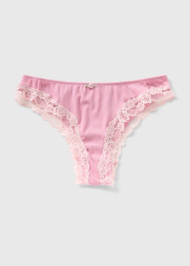 Pink Modal Lace Brazilian Knickers