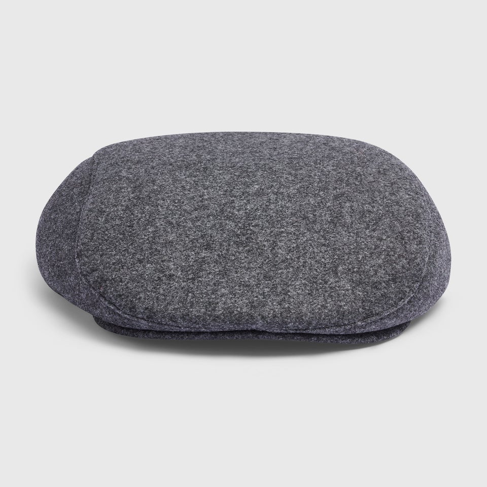 Grey Smart Melton Flat Cap