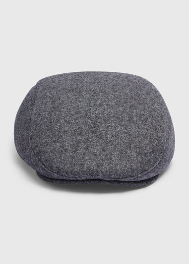 Grey Smart Melton Flat Cap