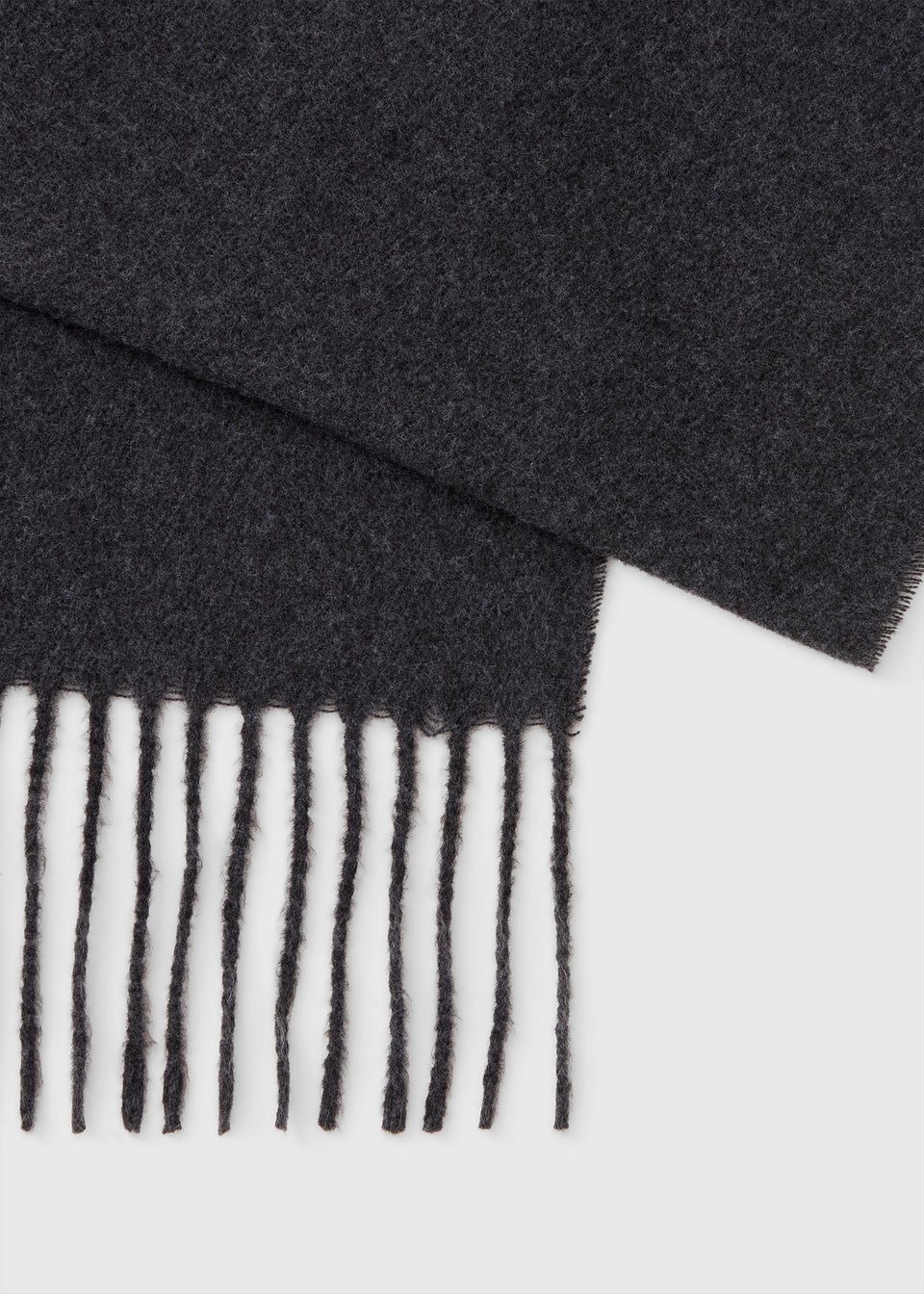 Grey Fringe Trim Scarf