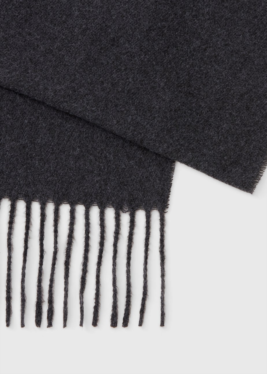 Grey Fringe Trim Scarf