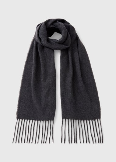 Grey Fringe Trim Scarf