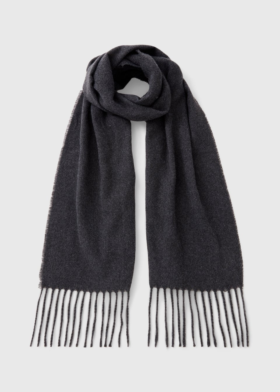 Grey Fringe Trim Scarf