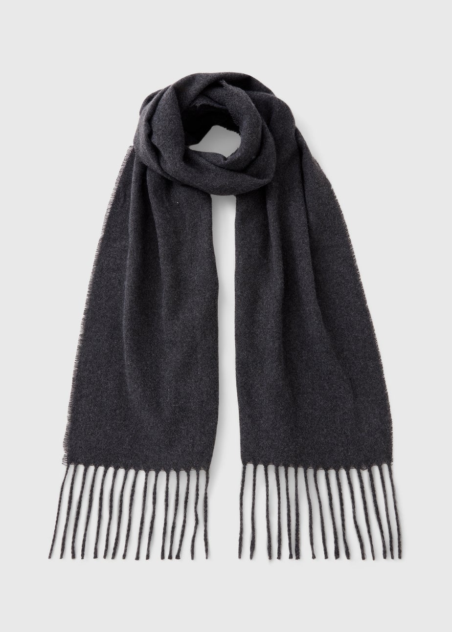 Grey Fringe Trim Scarf