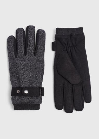 Grey Herringbone Smart Gloves